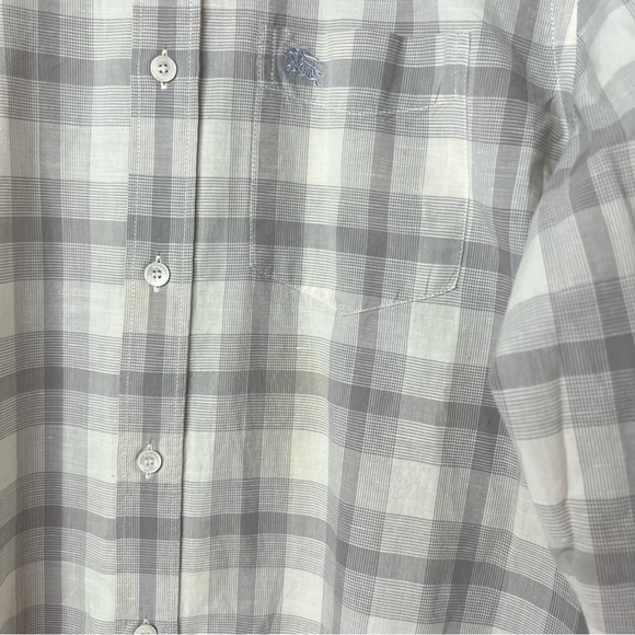 Burberry Brit Nova Check Checkered Flannel Pattern Button Down Shirt Gray White - Picture 5 of 10